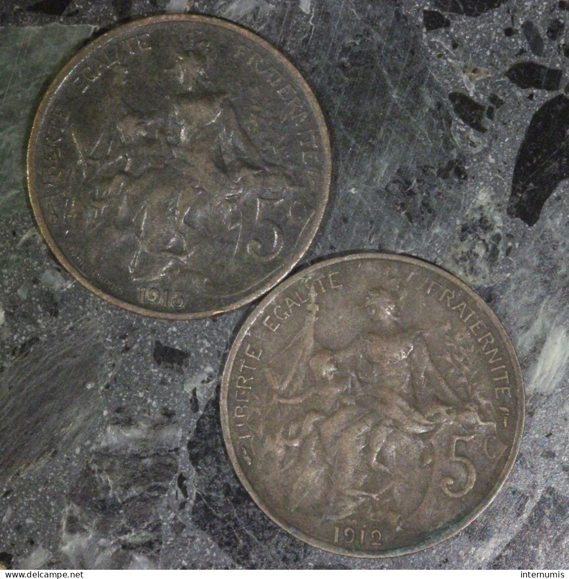 France LOT (2) : 5 Centimes 1912 & 1913 - Vrac - Monnaies