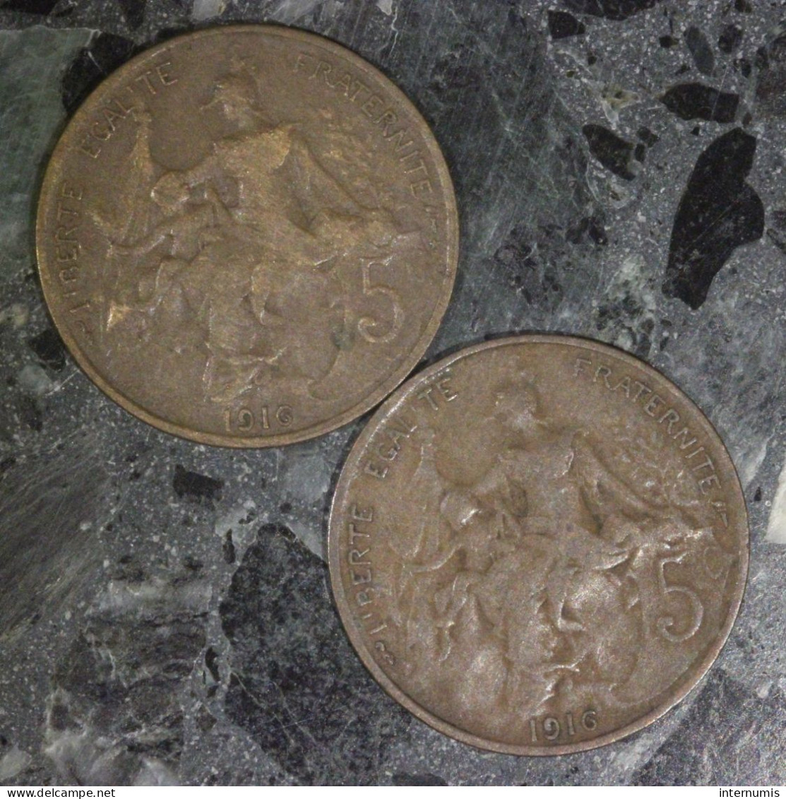 France LOT (2) : 5 Centimes 1916 - Kiloware - Münzen