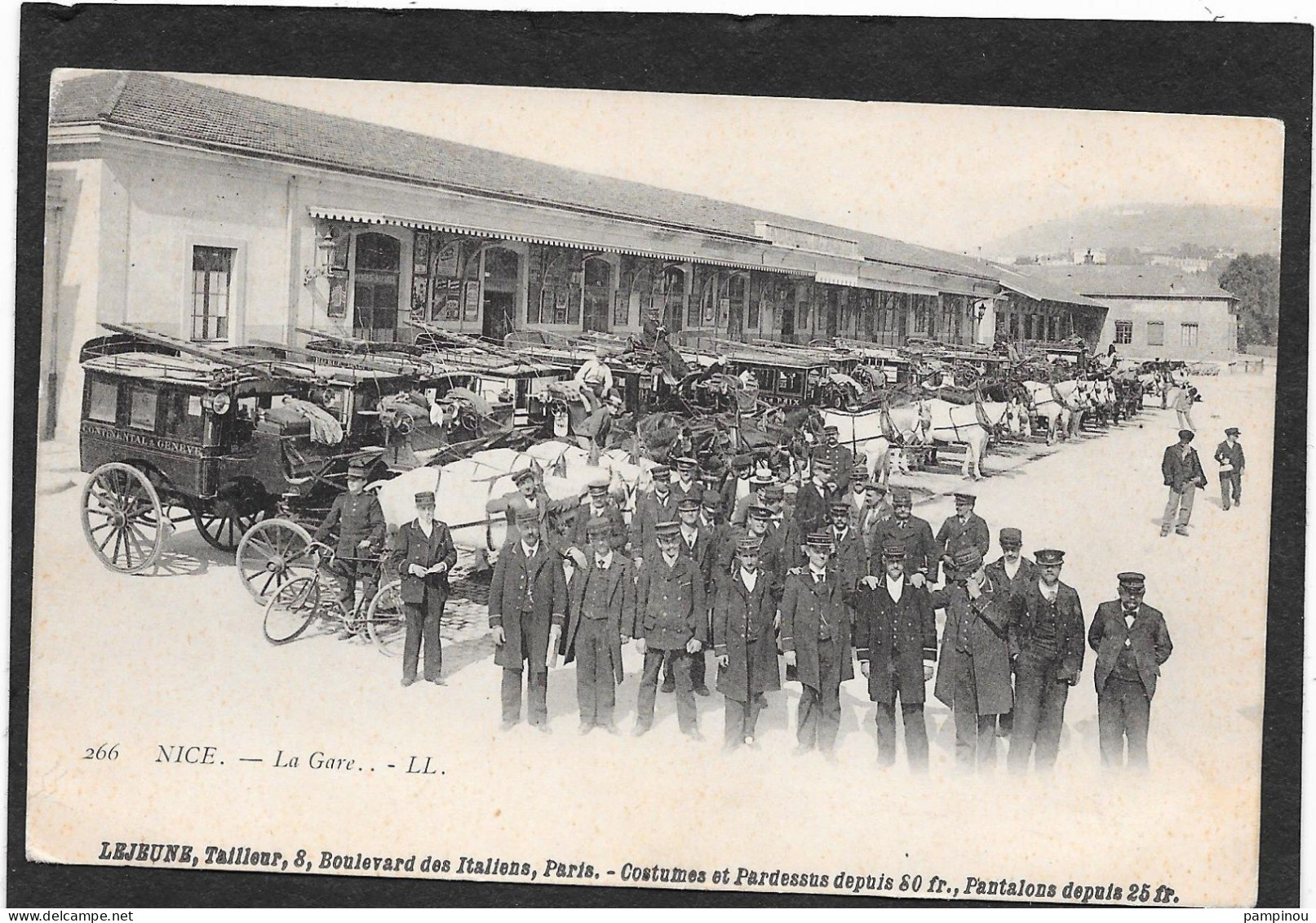 06 - NICE - La Gare - Nombreuses Automobiles, Chauffeurs, Attelages, Personnel De La Gare -  Animée - Treinverkeer - Station