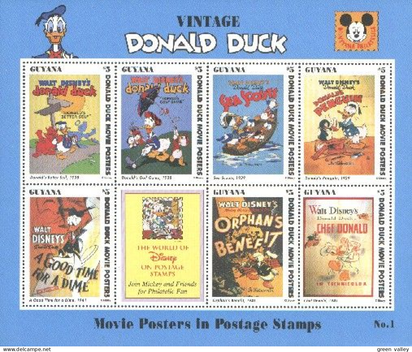 Guyana Disney Golf Cinema Donald 1938-41 MNH ** SC (A52-101b) - Golf