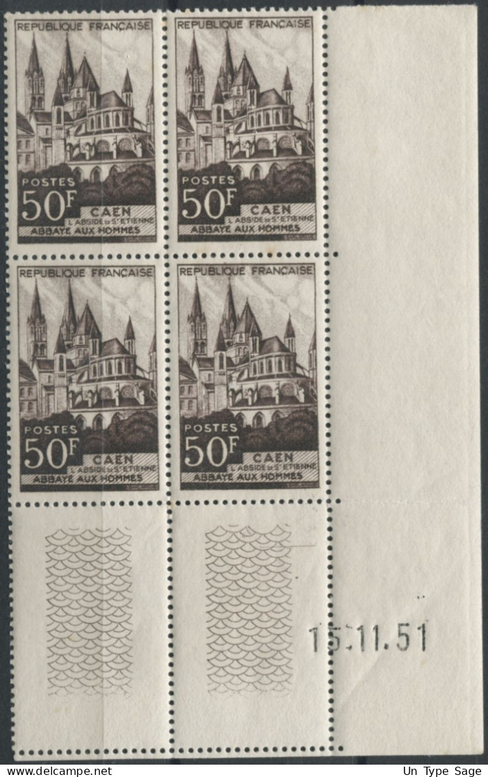 France N°917 Bloc De 4, Coin Daté 1951 - (F1585) - 1950-1959