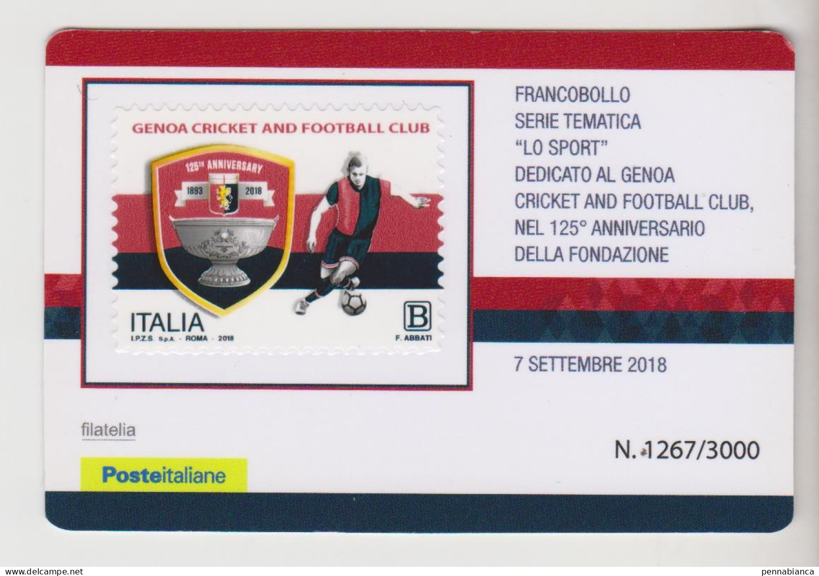 Calcio-football-soccer-genoa -tessera Filatelica - Beroemde Teams