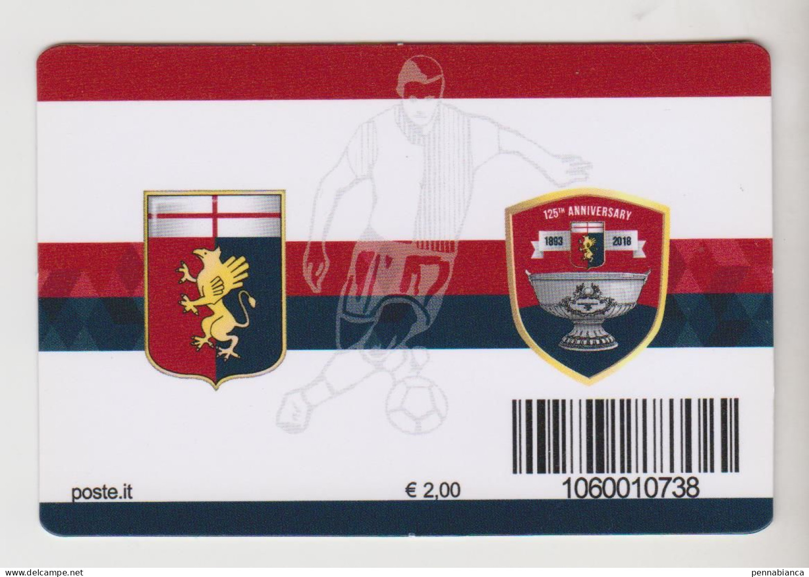 Calcio-football-soccer-genoa -tessera Filatelica - Club Mitici