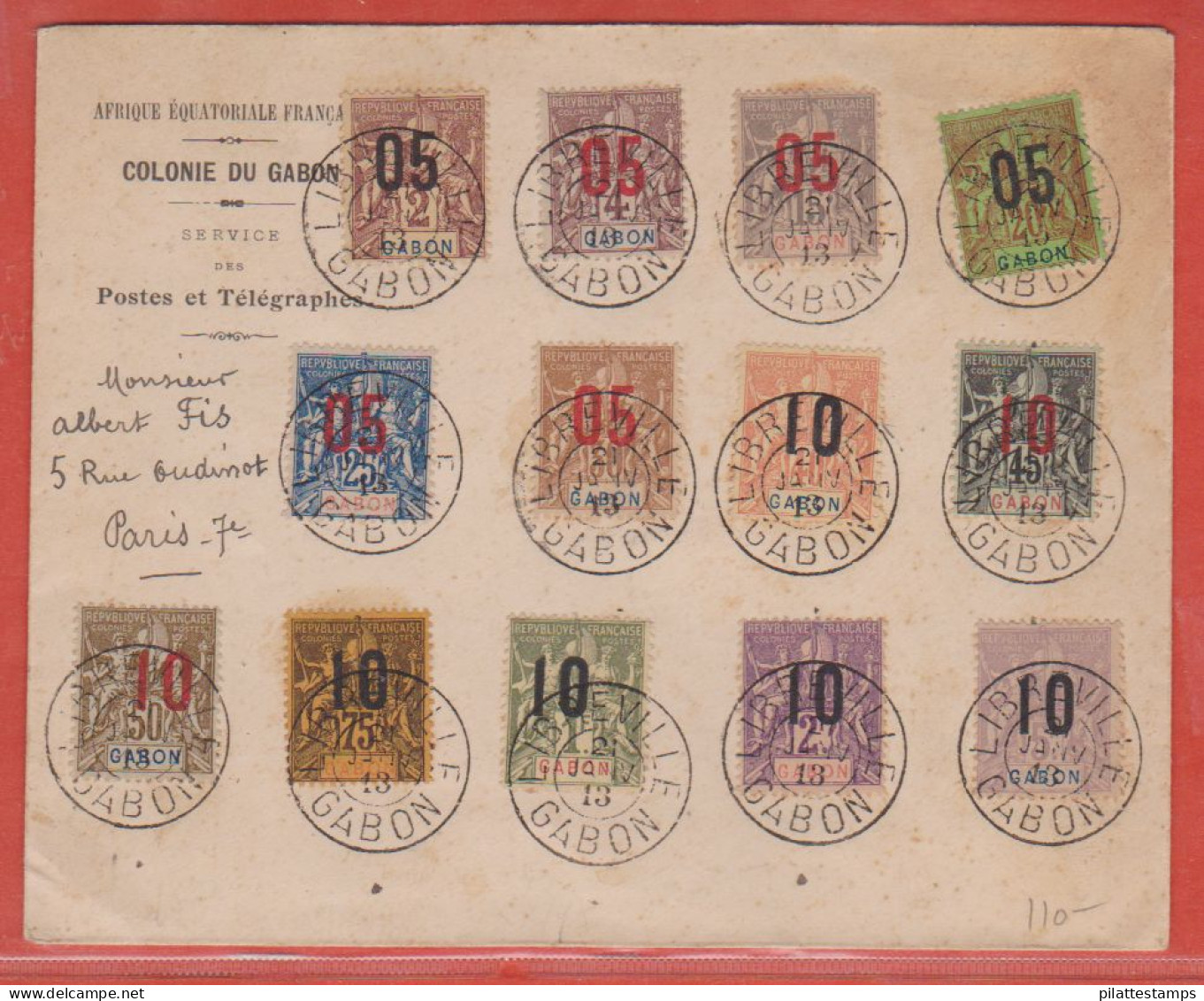 GABON LETTRE DE 1913 DE LIBREVILLE POUR PARIS FRANCE - Storia Postale