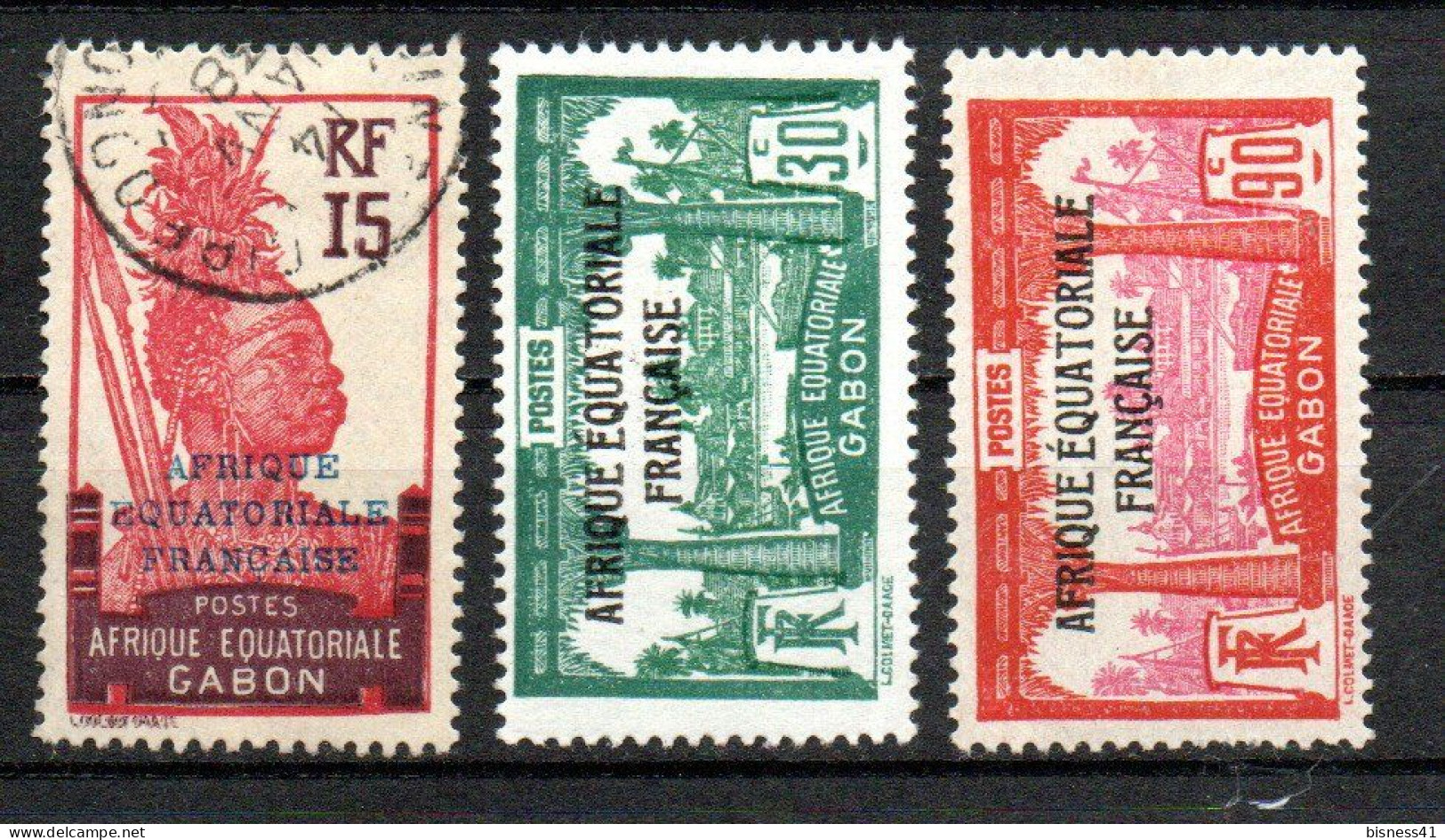 Col40 Colonie Gabon 1928 N° 116 à 117 Neuf X MH & Oblitéré Cote 7,00€ - Usati