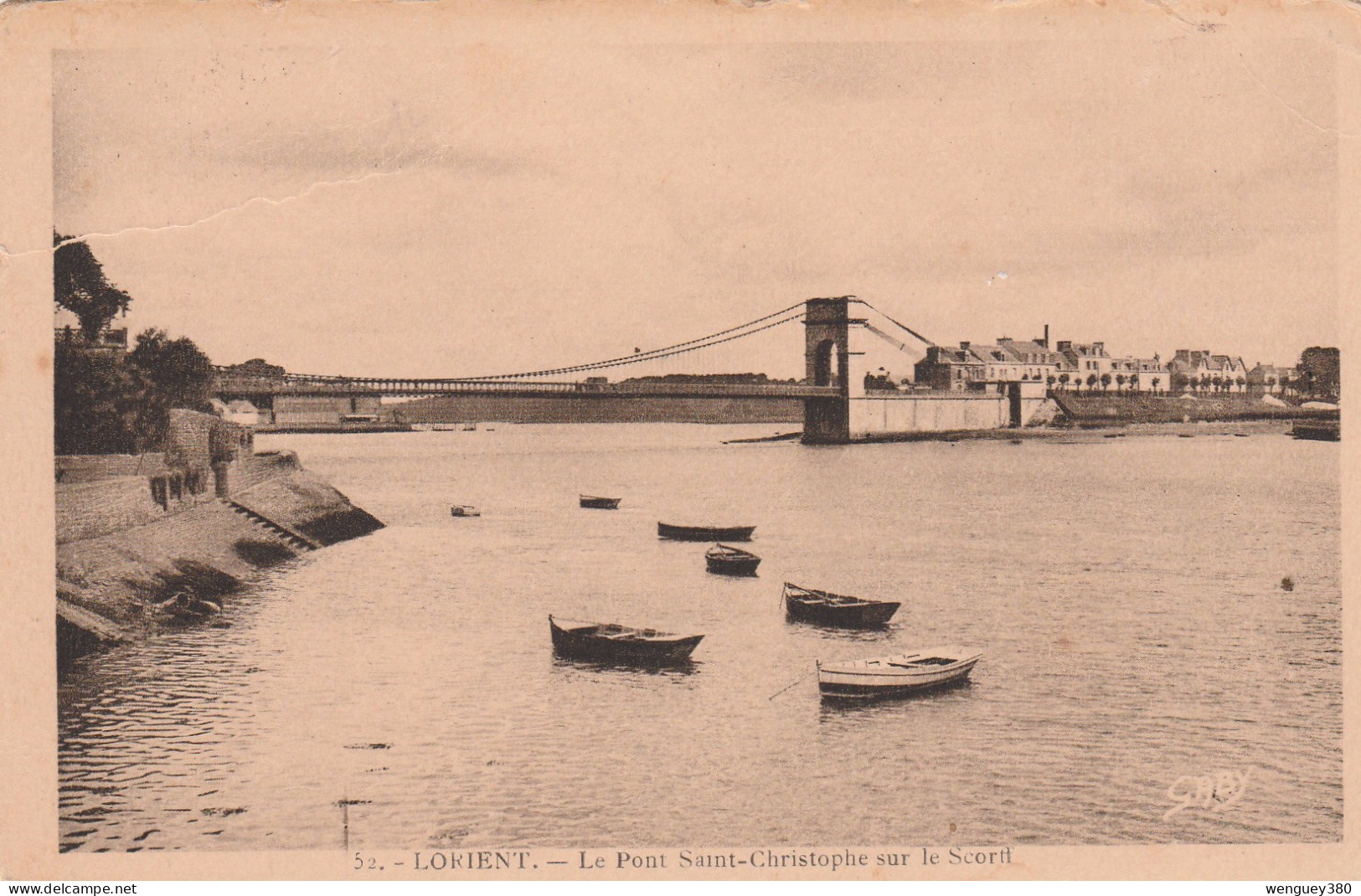 56 LANESTER.  LORIENT   Le Pont Saint-Christophe Sur Le Scorff.  Vue De La Rive Lanesterienne      TB   PLAN  1933  RARE - Lanester