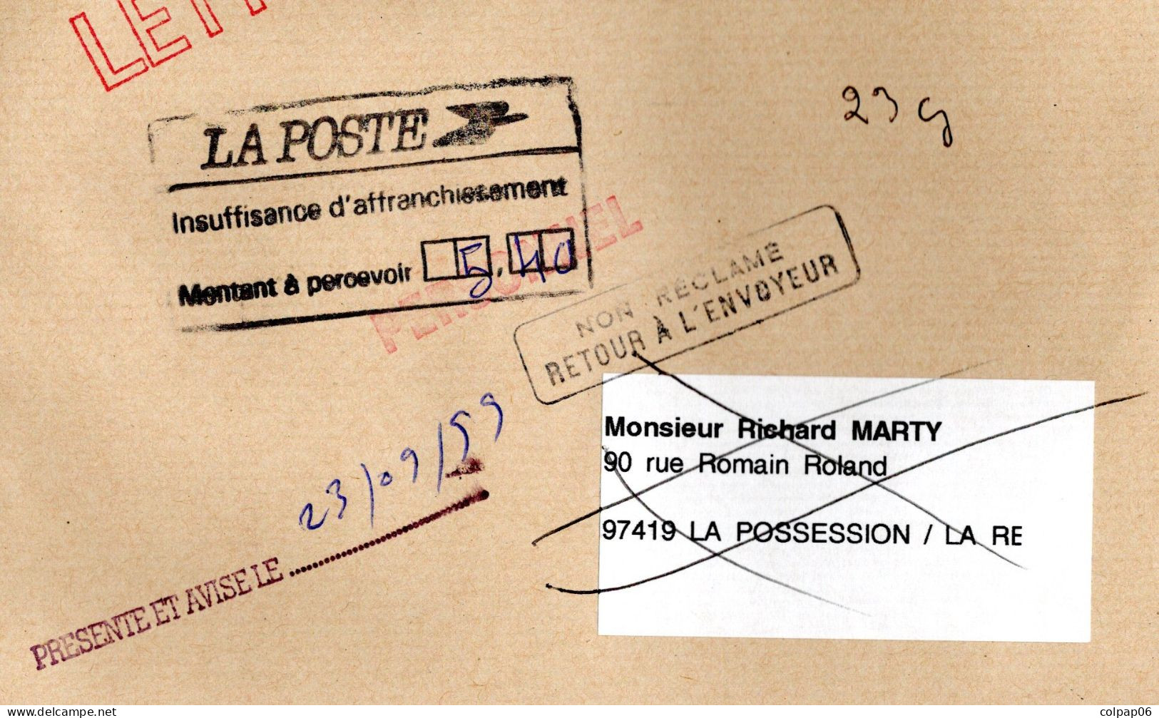 Lettre Taxée - Refusée - Retour à L'envoyeur - Présenté Et Avisé Le ... - Oblitérée Sur Enveloppe Entière - 1997-2004 Marianne Of July 14th