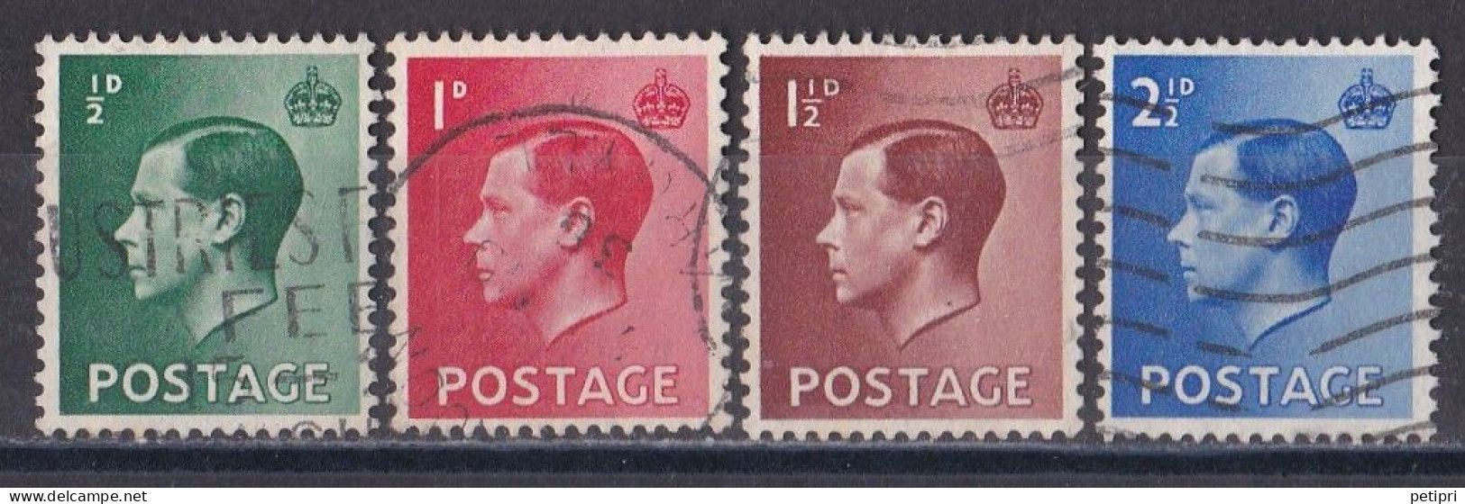 Grande Bretagne - 1936 - 1937 -  Edward VIII  -  Y&T N ° 205  206  207  208   Oblitérés - Used Stamps