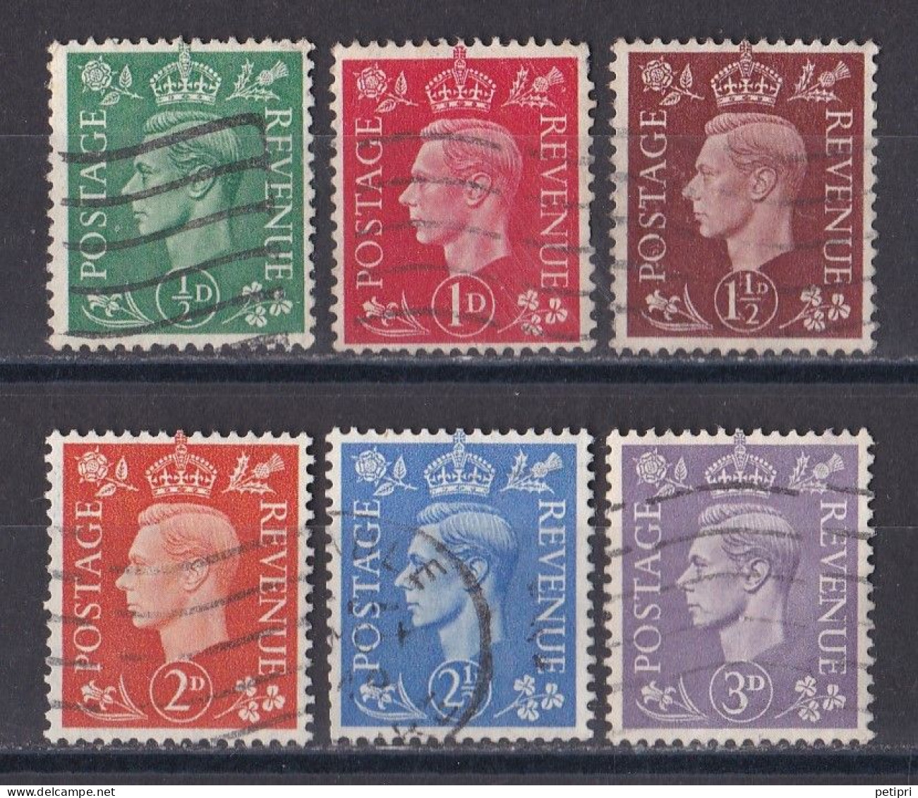 Grande Bretagne - 1936 - 1954 -  George  VI  -  Y&T N °  209  210  211  212  213  214   Oblitérés - Gebraucht
