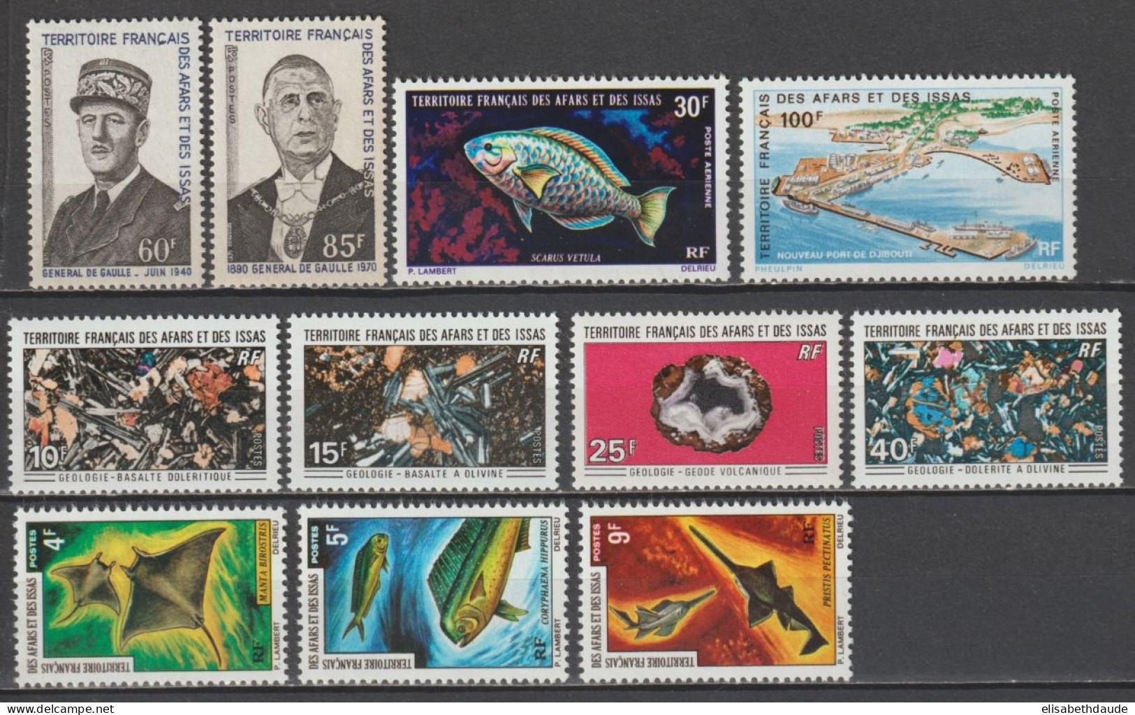 AFARS ET ISSAS - 1971 - ANNEE COMPLETE AVEC POSTE AERIENNE - YVERT N°368/376 + A66/67 ** MNH - COTE = 88 EUR. - Unused Stamps