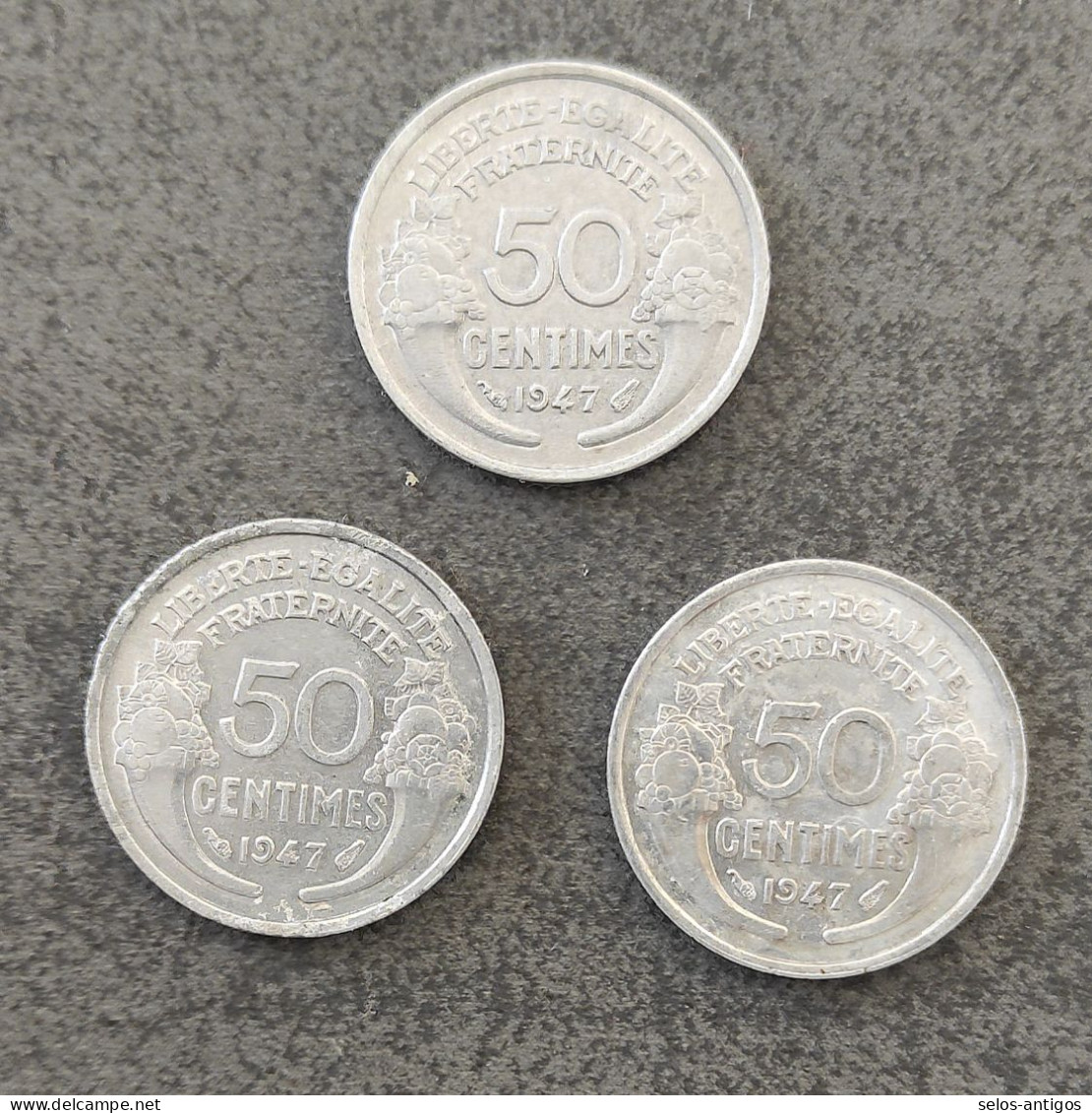 Lot De 3 Pièces De 50 Cts 1947 - 50 Centimes