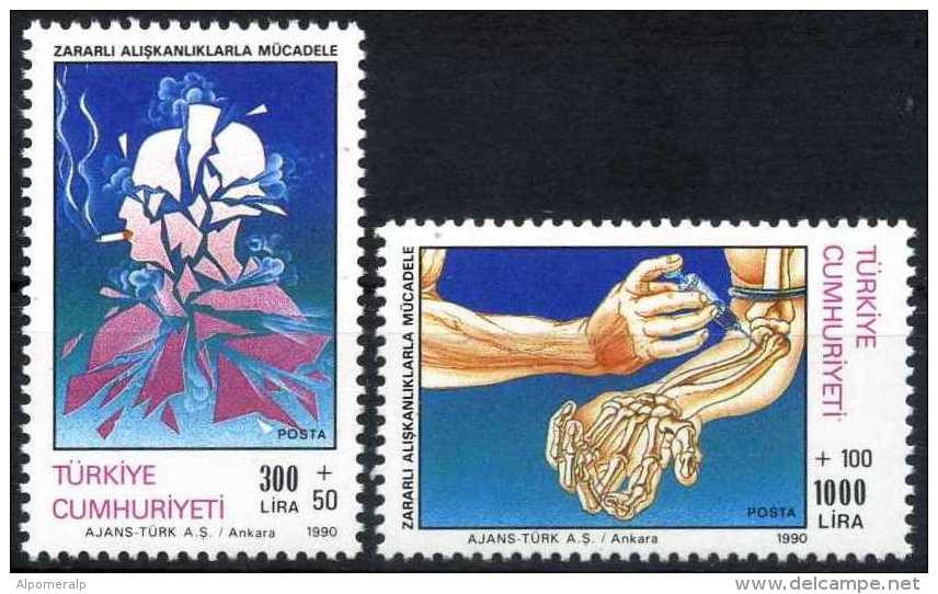 Türkiye 1990 Mi 2898-2899 MNH Strugle With Bad Habbits (anti-smoking & Anti-drug) - Neufs