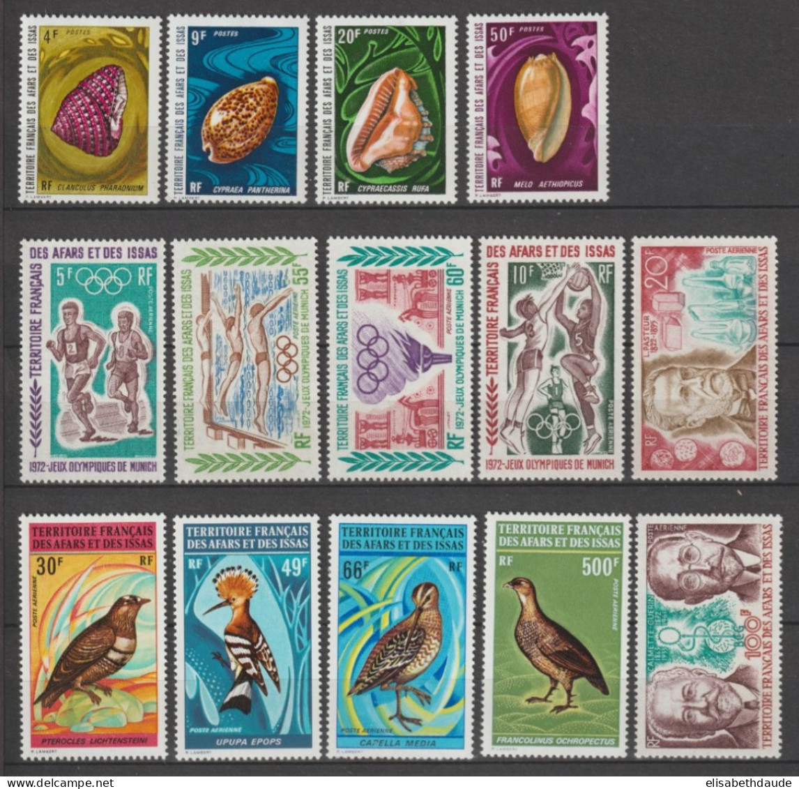 AFARS ET ISSAS - 1972 - ANNEE COMPLETE AVEC POSTE AERIENNE - YVERT N°377/380 + A68/77 ** MNH - COTE = 133.5 EUR. - Ungebraucht