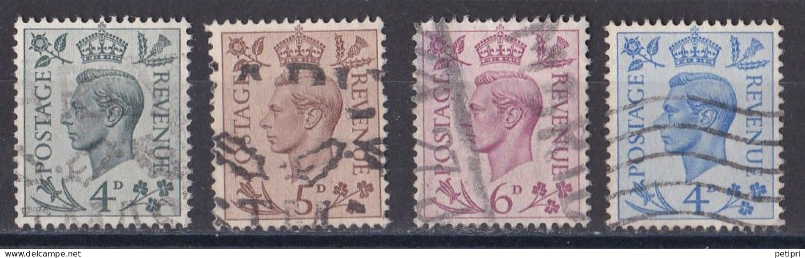 Grande Bretagne - 1936 - 1954 -  George  VI  -  Y&T N °  215  216  217  250    Oblitéré - Used Stamps