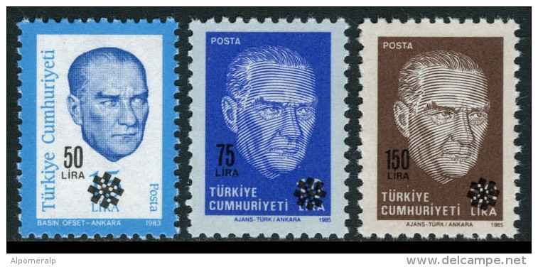 Türkiye 1989 Mi 2844-2846 MNH ATATÜRK, Regular Issue Stamps (overprinted) - Unused Stamps