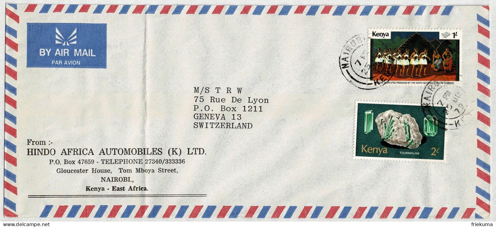 Kenya 1979, Brief Luftpost / Air Mail Nairobi - Genève (Schweiz) - Kenya (1963-...)