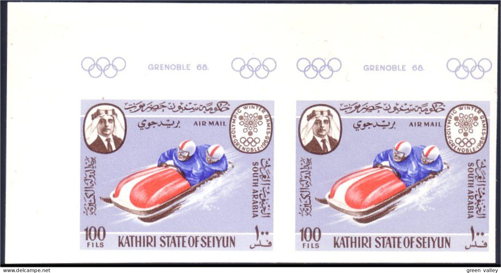 Aden Grenoble 68 Bobsleigh Paire Non Dentelée Imperforate Pair MNH ** Neuf SC ( A53 381) - Winter 1968: Grenoble