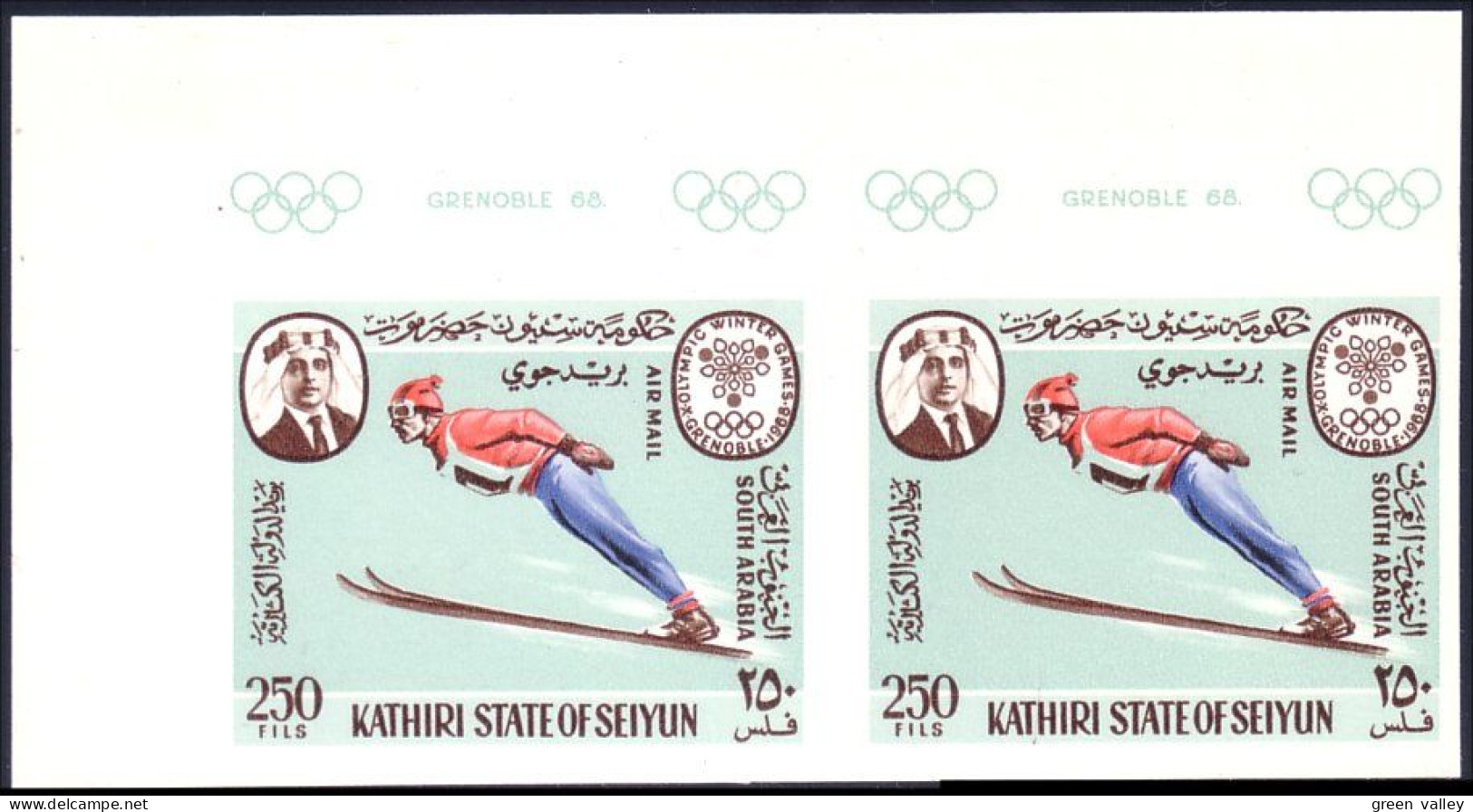 Aden Grenoble 68 Saut à Ski Jump Paire Non Dentelée Imperforate Pair MNH ** Neuf SC ( A53 382) - Invierno 1968: Grenoble