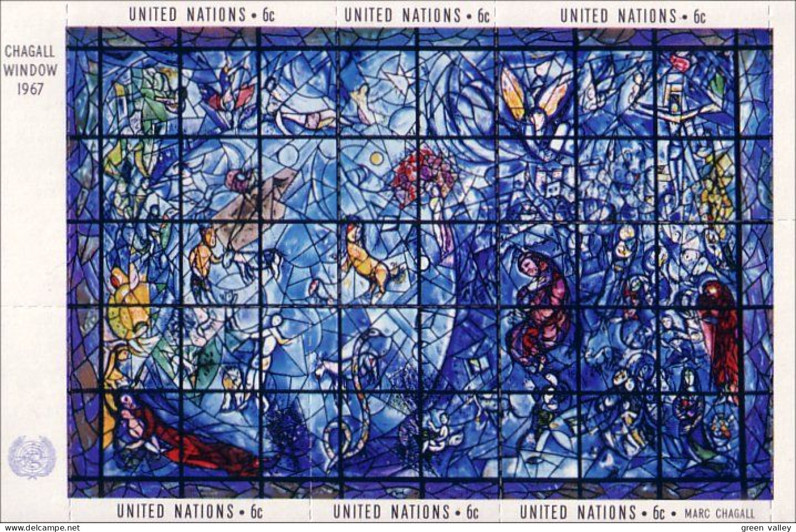 Nations Unies Vitrail Chagall Glass Window MNH ** Neuf SC ( A53 321e) - Judaika, Judentum