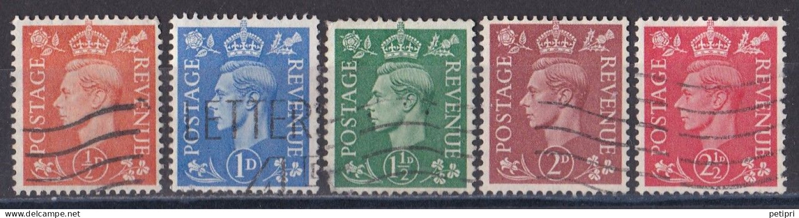 Grande Bretagne - 1936 - 1954 -  George  VI  -  Y&T N °  251   252   253   254   255   Oblitéré - Usati