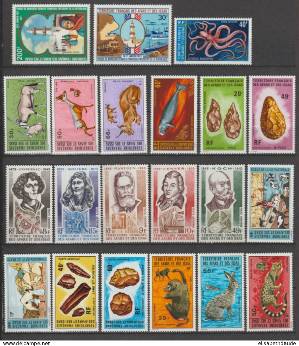 AFARS ET ISSAS - 1973 - ANNEE COMPLETE AVEC POSTE AERIENNE - YVERT N°381/382 + A78/96 ** MNH - COTE = 163.5 EUR. - Nuovi