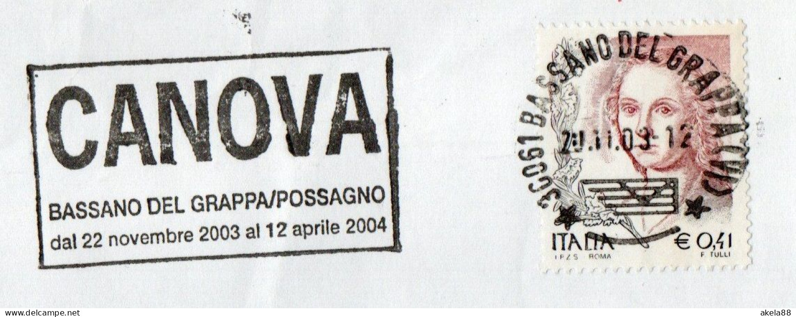 ITALIA 2003 - BASSANO DEL GRAPPA - POSSAGNO - CANOVA - 2001-10: Storia Postale