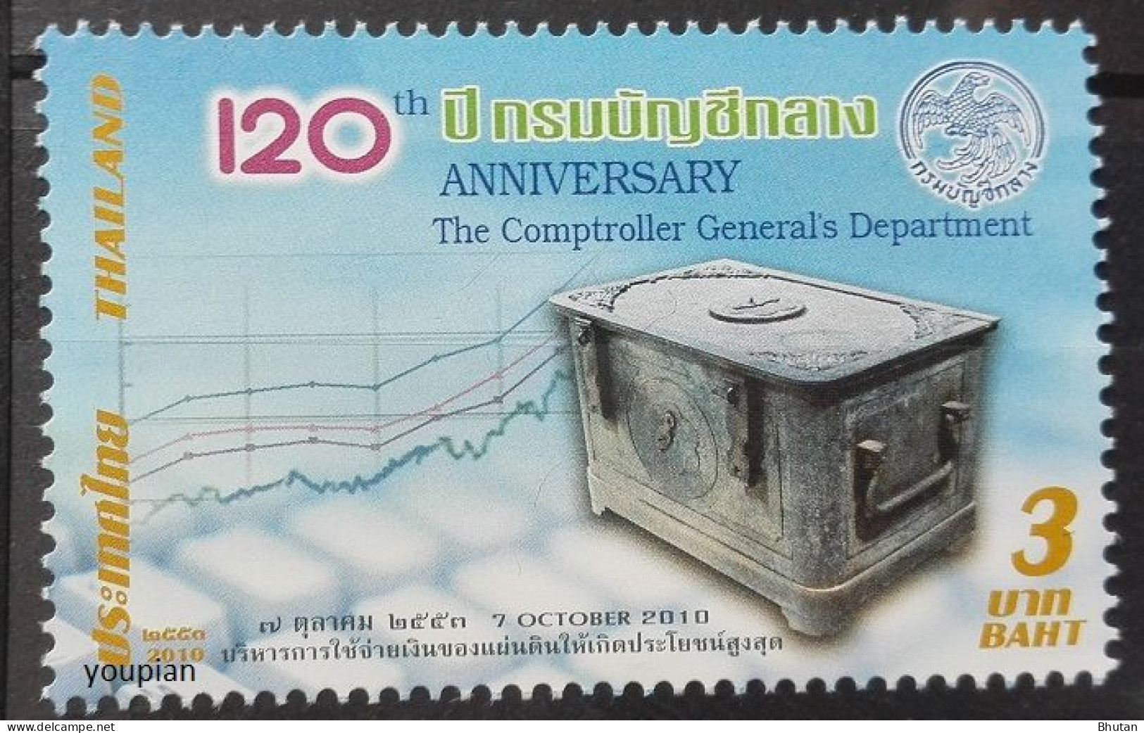 Thailand 2010, 120th Anniversary Of The Comptroller General's Department, MNH Single Stamp - Thaïlande