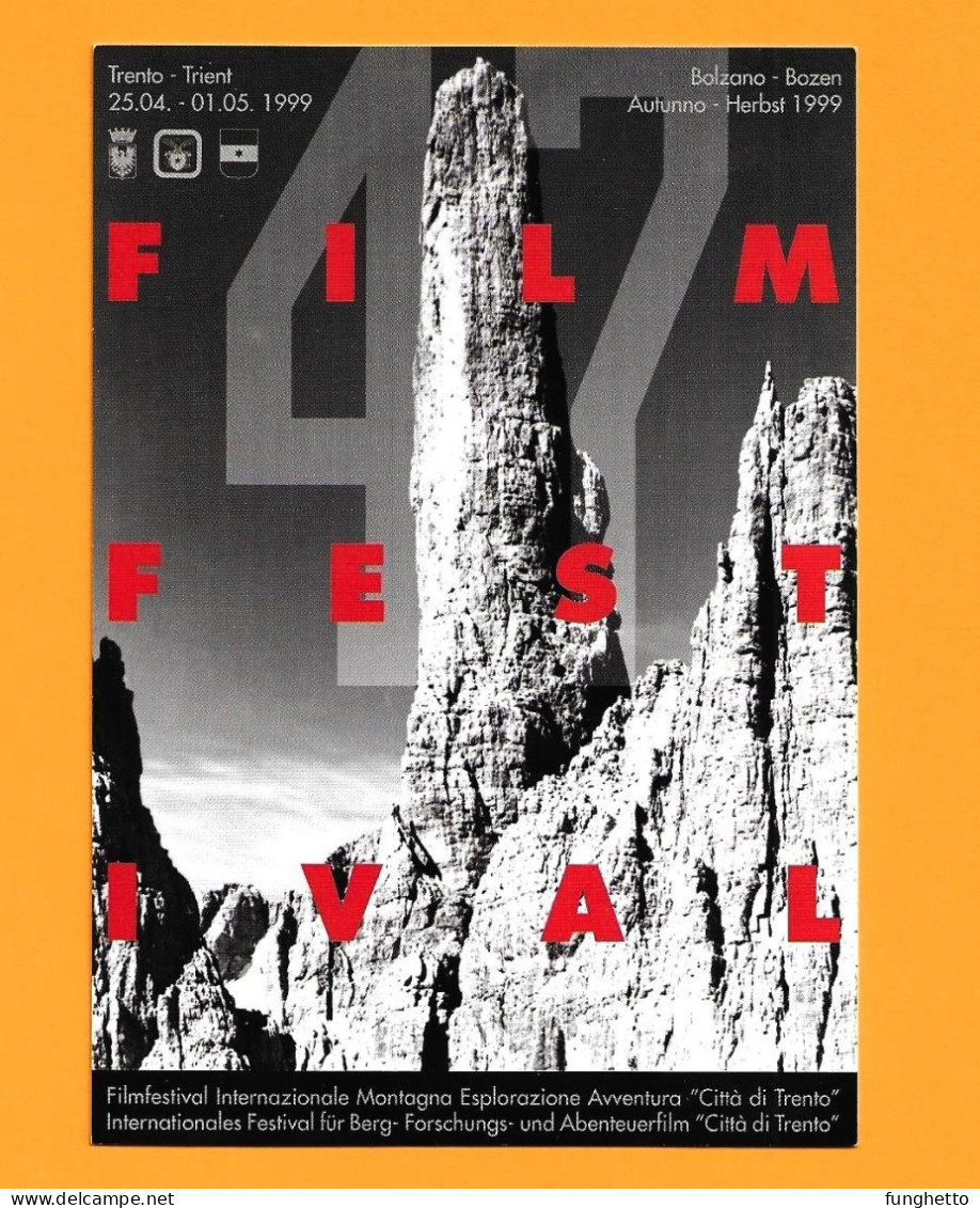 Cartolina Ufficiale TRENTO 47°FILM FESTIVAL MONTAGNA Con Annullo Speciale Trento 25/4/1999 - Climbing