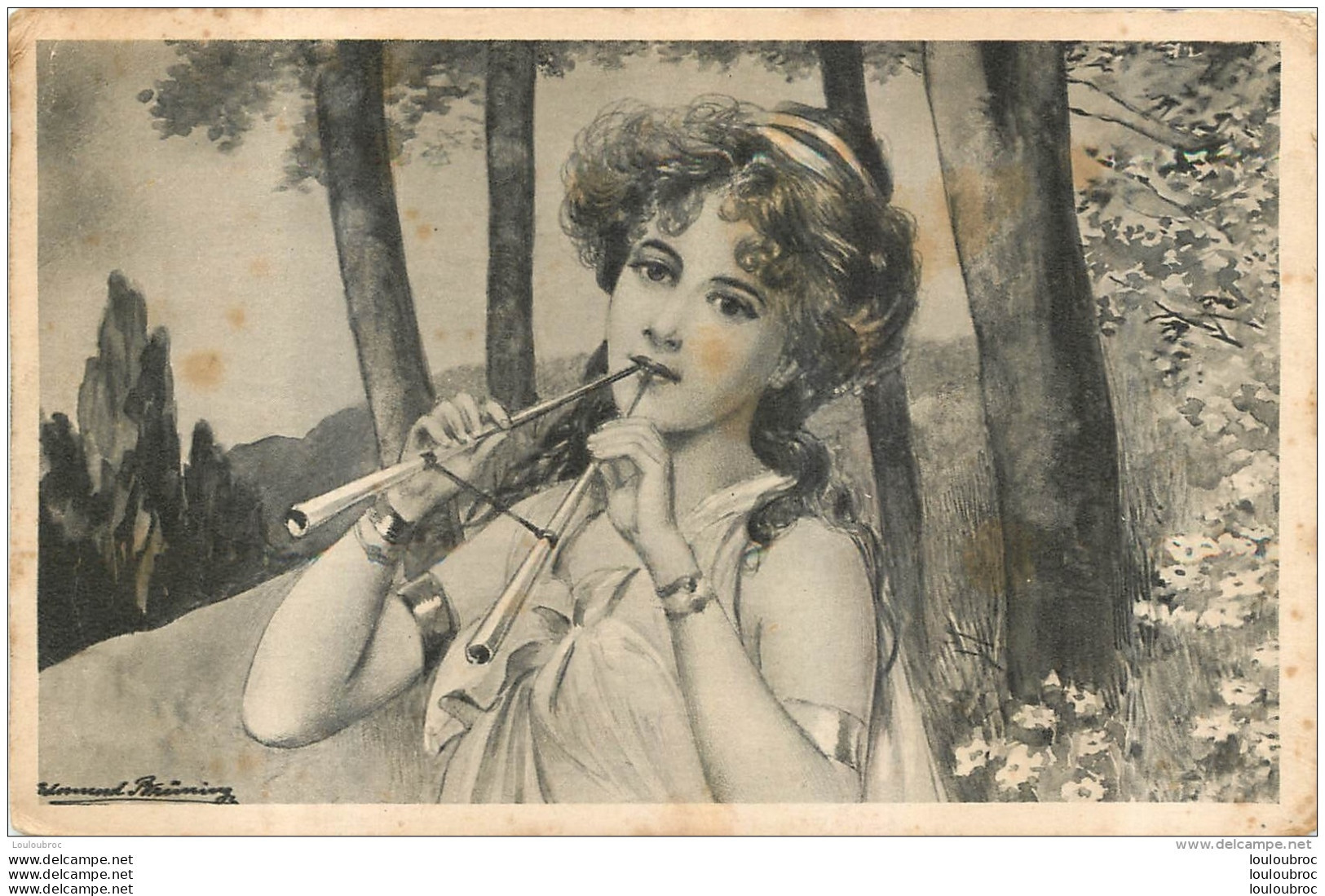 ILLUSTRATEUR BRUENING BRUNING FEMME ET INSTRUMENT DE MUSIQUE STYLE ART NOUVEAU - Bruening, Max