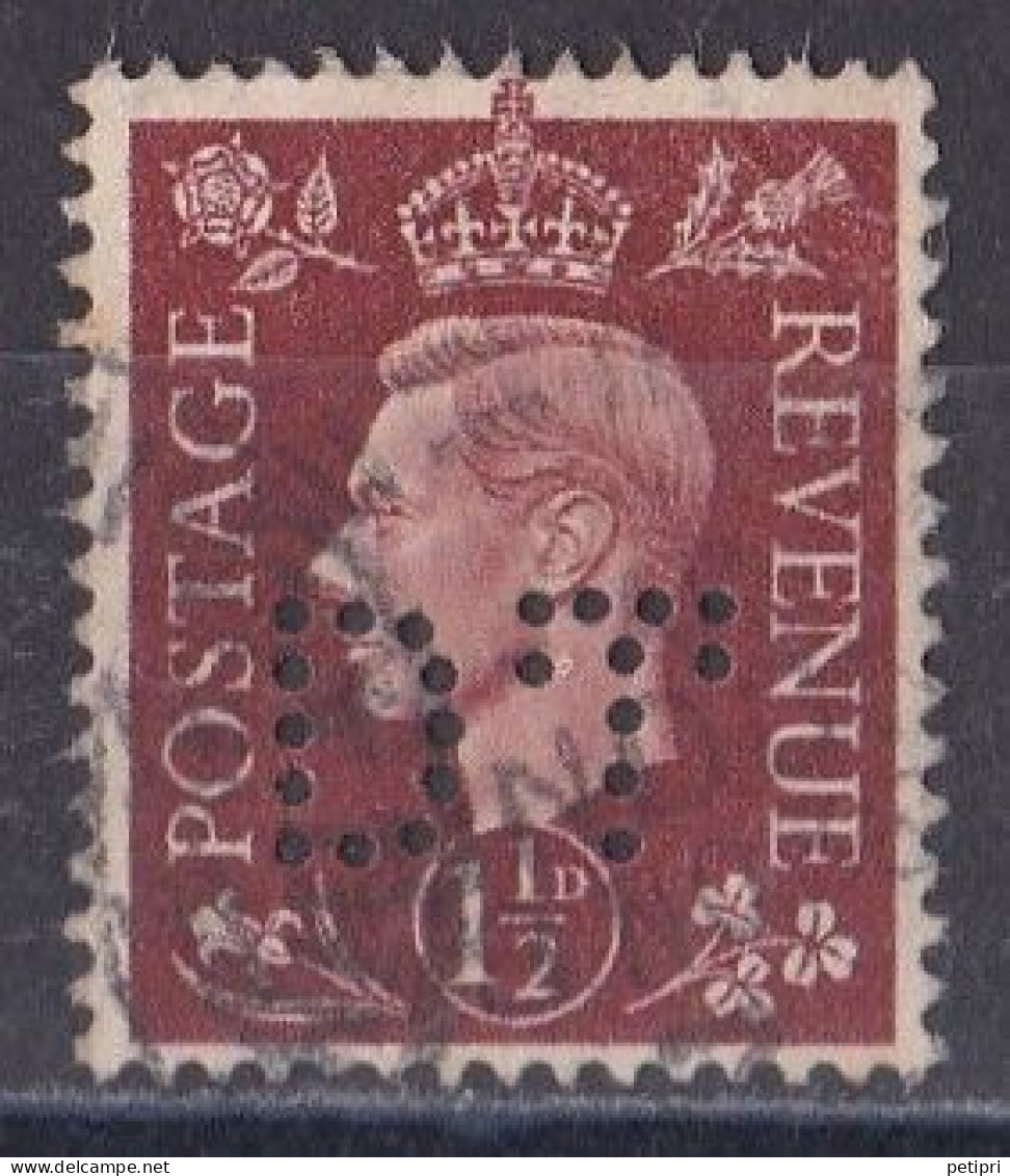 Grande Bretagne - 1936 - 1954 -  George  VI  -  Y&T N °  211  Perforé  D T - Perfin