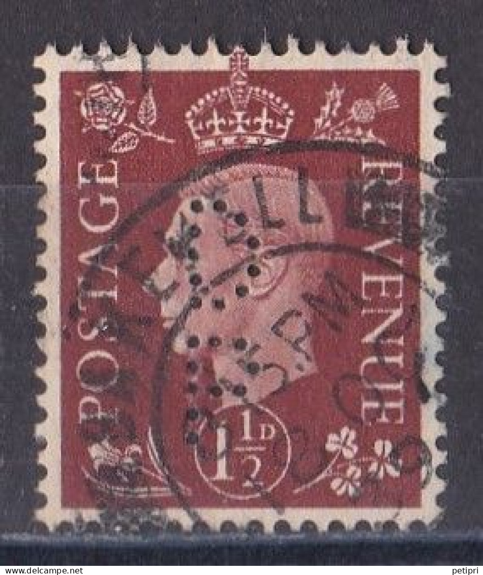 Grande Bretagne - 1936 - 1954 -  George  VI  -  Y&T N °  211  Perforé  D / P - Perforés