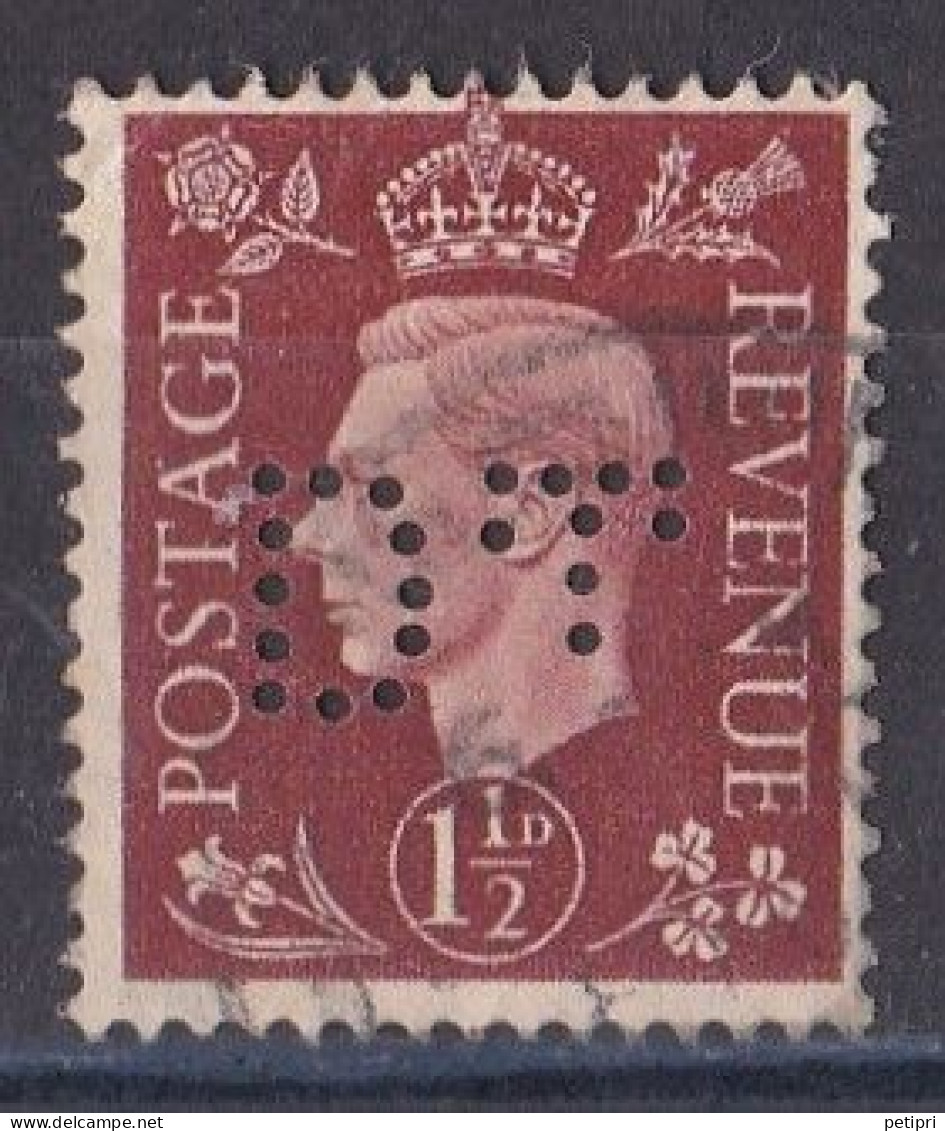 Grande Bretagne - 1936 - 1954 -  George  VI  -  Y&T N °  211  Perforé  D T - Perfins