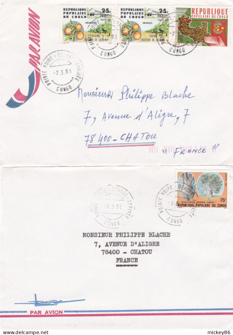 CONGO -- Lot De 4  Devants D'enveloppes Avec Timbres Et Cachets....destinées à CHATOU-78 (France) - Altri & Non Classificati