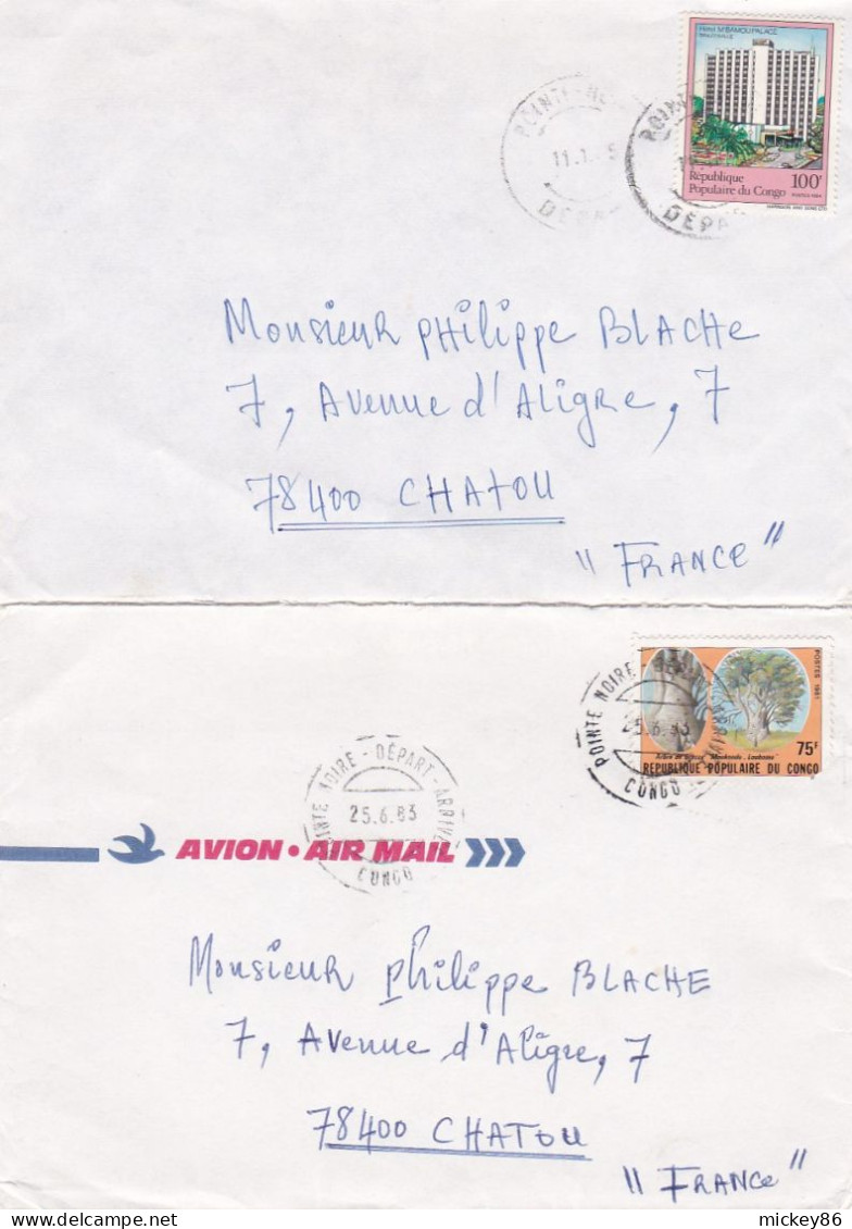 CONGO -- Lot De 4  Devants D'enveloppes Avec Timbres Et Cachets....destinées à CHATOU-78 (France) - Otros & Sin Clasificación