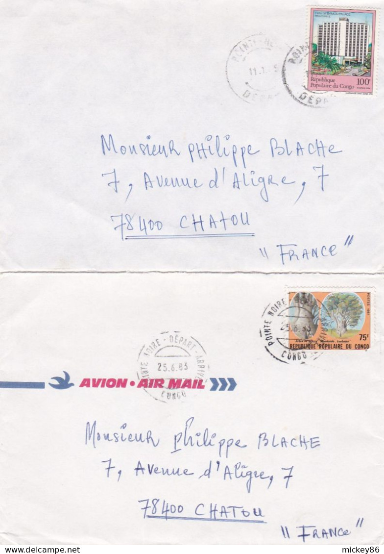 CONGO -- Lot De 4  Devants D'enveloppes Avec Timbres Et Cachets....destinées à CHATOU-78 (France) - Sonstige & Ohne Zuordnung