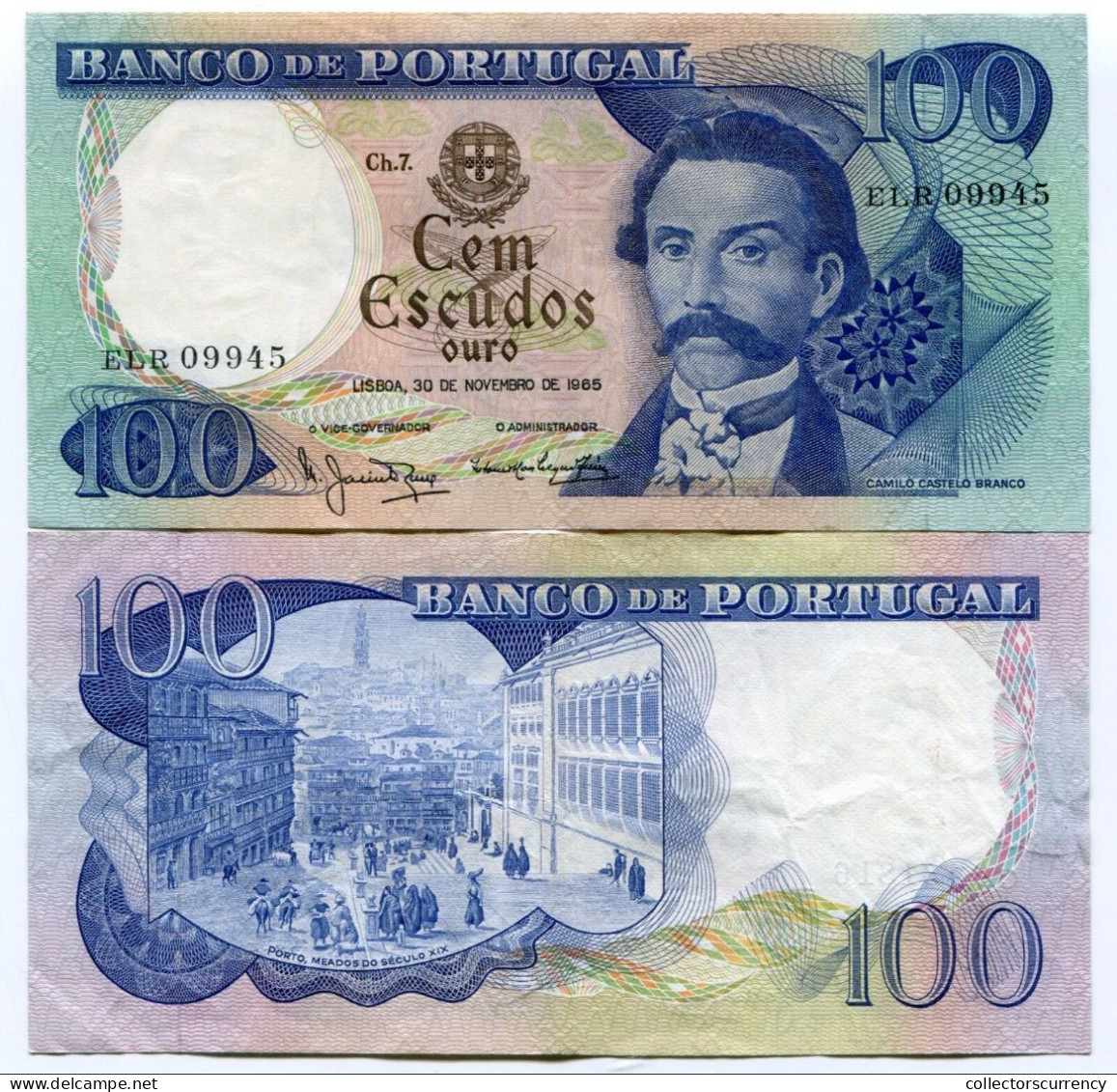Portugal 10 Escudos Banknote Camilo Castelo P 169 A 1965 VF X 10 Piece Lot - Portugal