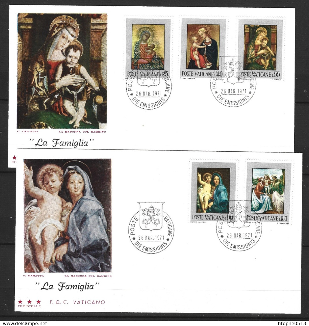 VATICAN. N°522-6 Sur 2 Enveloppes 1er Jour De 1971. Vierge à L'Enfant. - Madonna