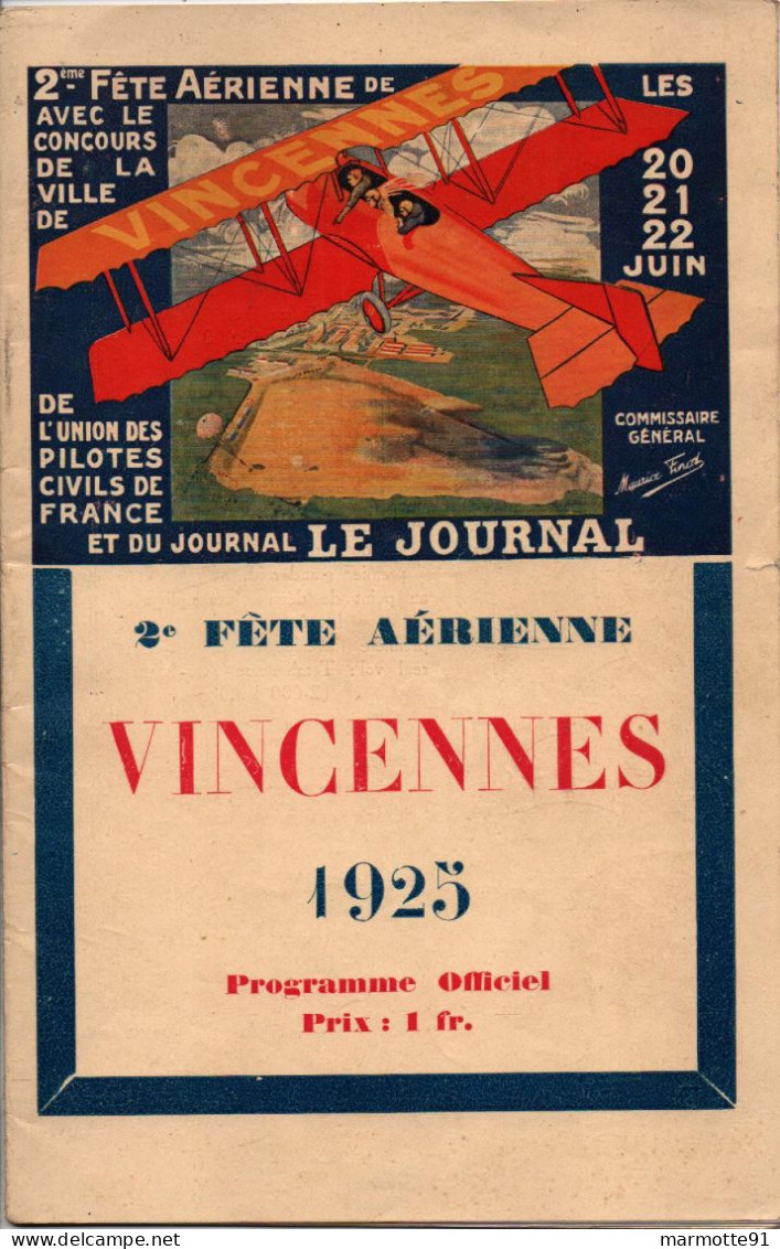 2e FETE AERIENNE VINCENNES 1925 AVIATION - Avión