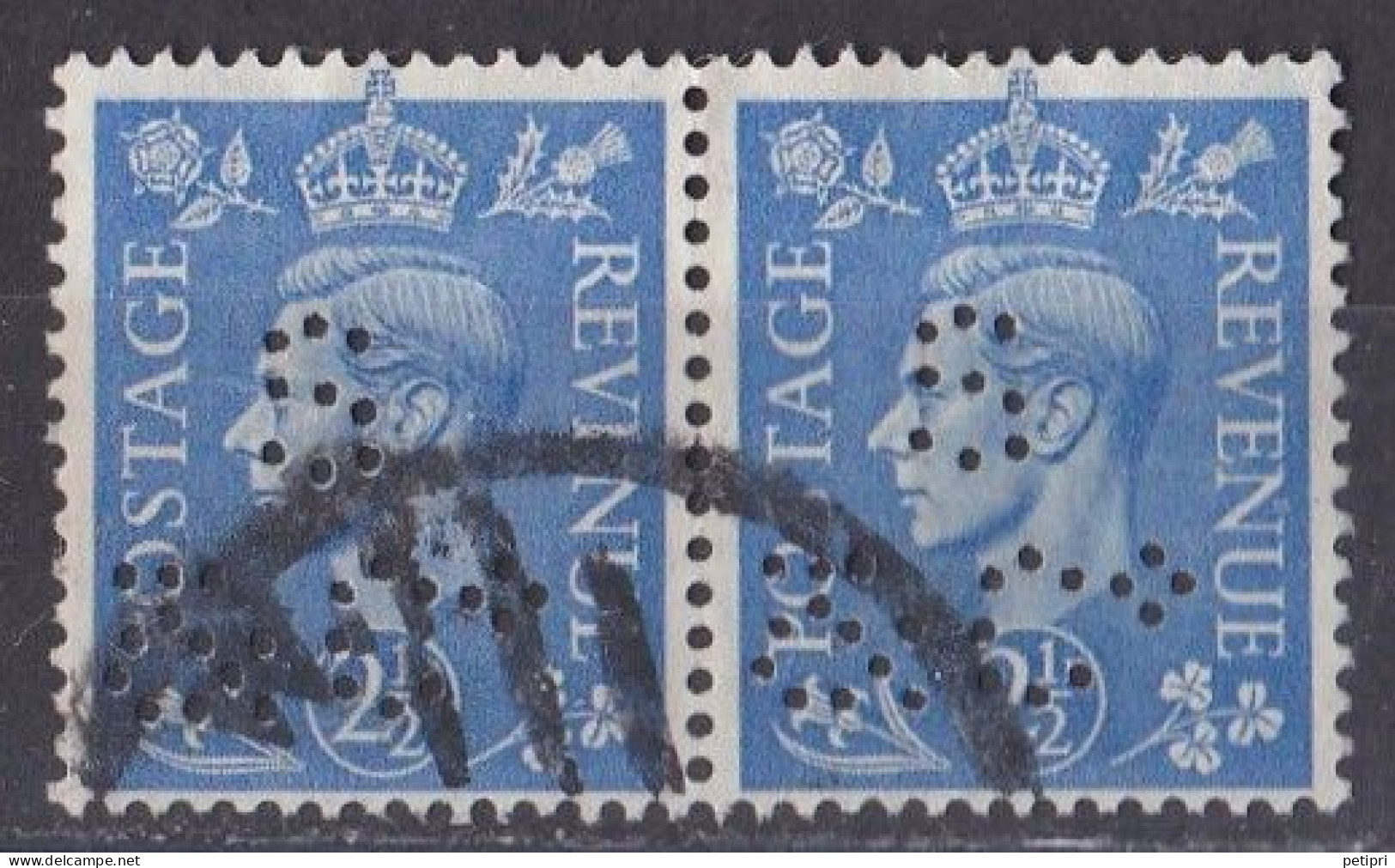 Grande Bretagne - 1936 - 1954 -  George  VI  -  Y&T N °  213  Paire  Perforé - Perfins