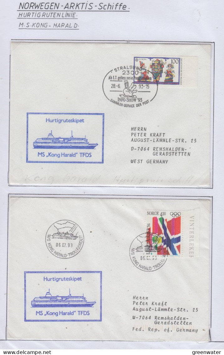 Germany & Norway Hurtigruten MS Kong Harald 2 Covers  (HI161) - Polar Ships & Icebreakers