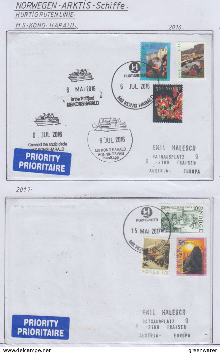 Norway Hurtigruten MS Kong Harald  2 Covers  (HI161A) - Polar Ships & Icebreakers