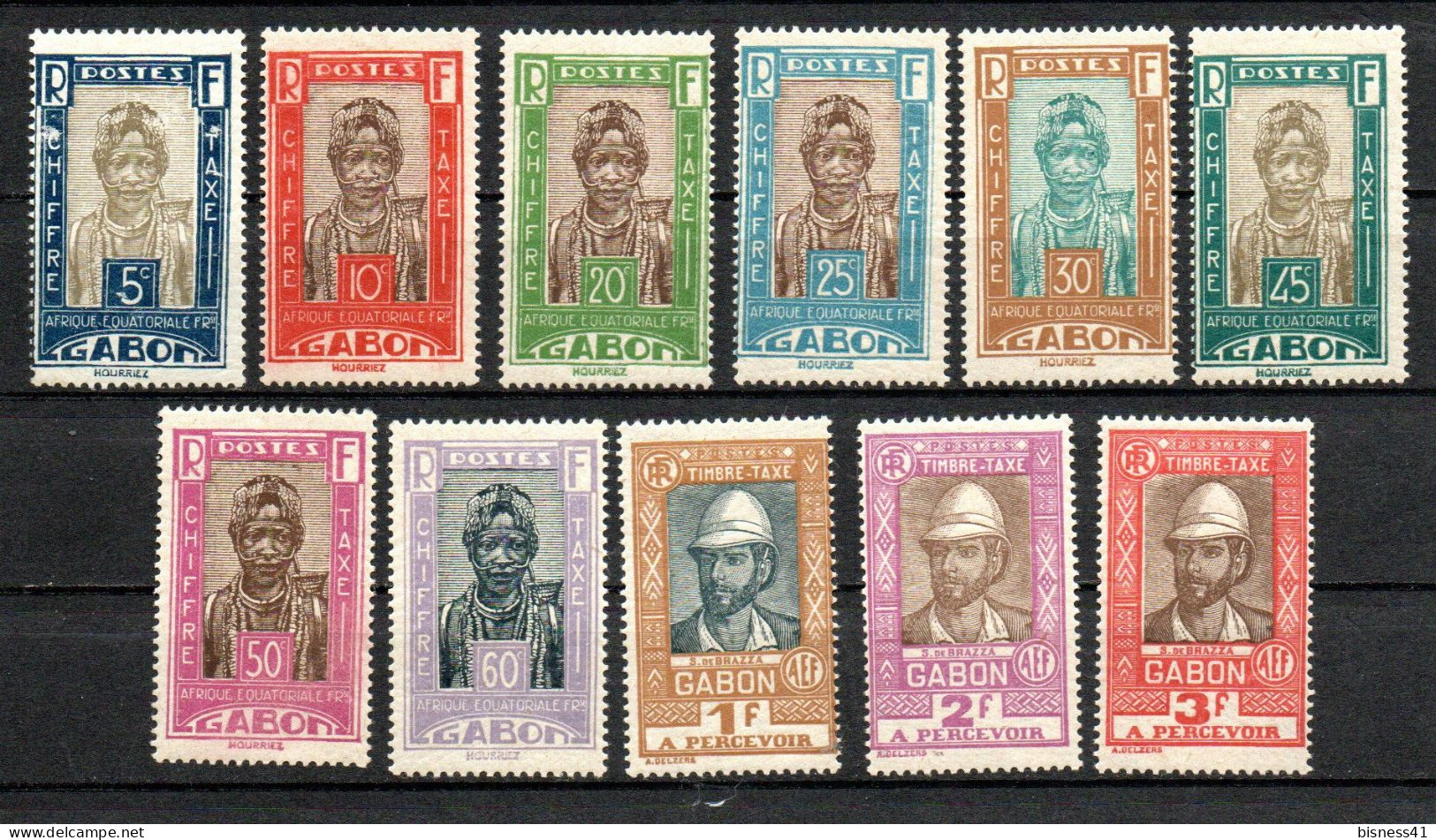 Col40 Colonie Gabon 1930 Taxe N° 12 à 22 Neuf X MH Cote 82,00€ - Portomarken