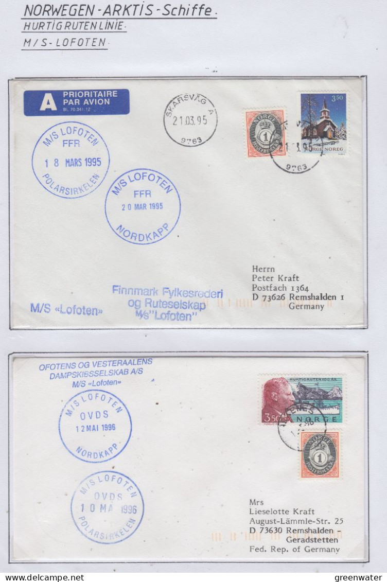 Norway Hurtigruten MS Lofoten  2 Covers  (HI162) - Navires & Brise-glace