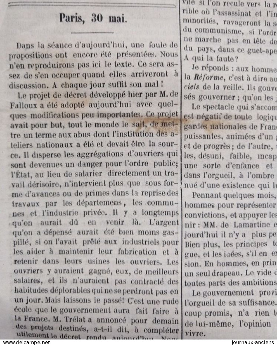 Journal LA PRESSE Du 31 Mai 1848 - A VOIR - 1800 - 1849