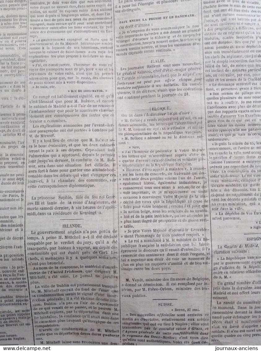 Journal LA PRESSE Du 31 Mai 1848 - A VOIR - 1800 - 1849