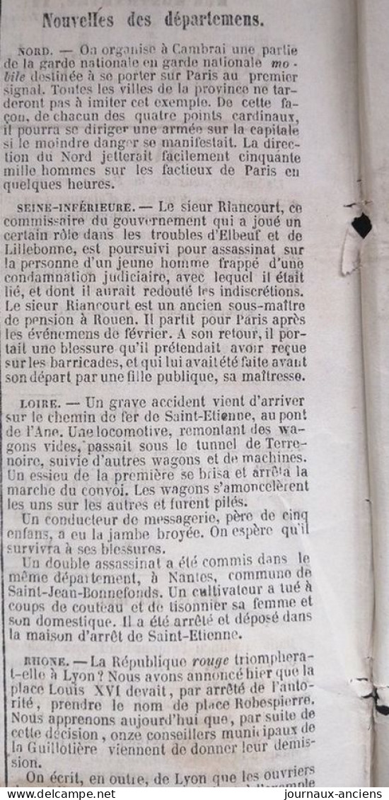 Journal LA PRESSE du 31 Mai 1848 - A VOIR