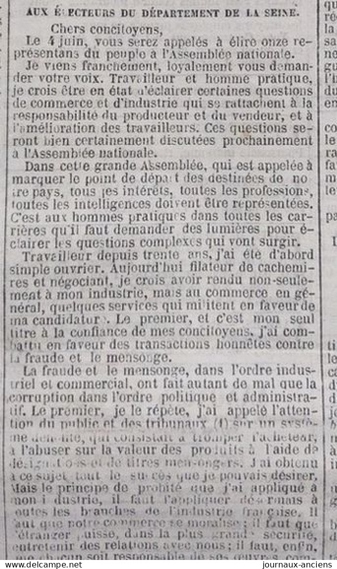 Journal LA PRESSE du 31 Mai 1848 - A VOIR