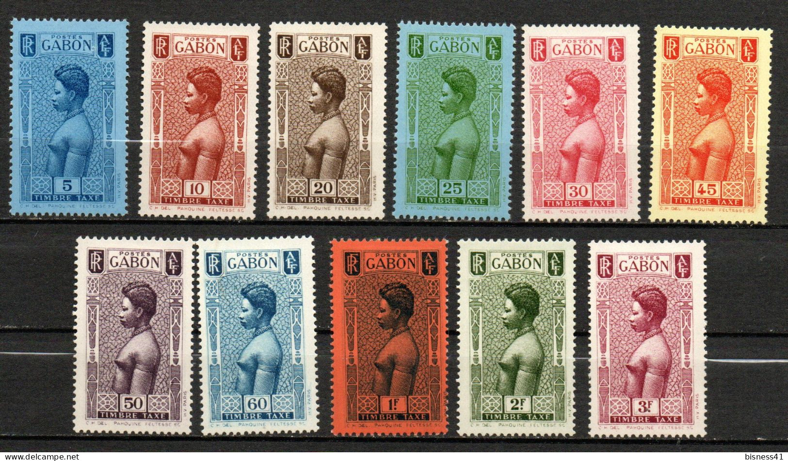 Col40 Colonie Gabon 1932 Taxe N° 23 à 33 Neuf X MH Cote 73,00€ - Portomarken