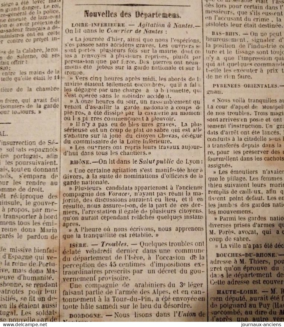 1848  Journal LA Presse Du 23 Juin - ÉTAT DE L'ADMINISTRATION DE LA VILLE - SAINT GEORGES DE LA NEUVILLE - 1800 - 1849