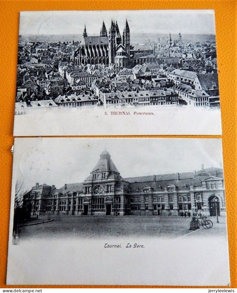 TOURNAI   -  Lot De 4 Cartes : La Gare, Panorama, Monument Gallait, Intérieur De La Cathédrale - Tournai